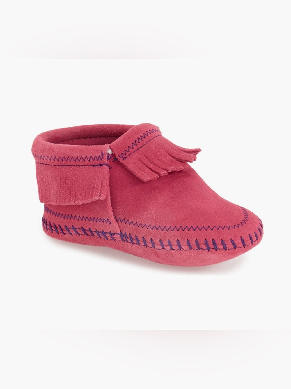 New Minnetonka Riley Moccasin Bootie in Hot Pink Suede Size 6